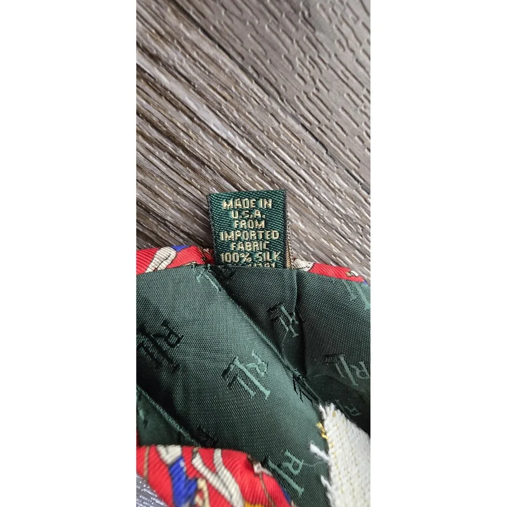 Lauren Ralph Lauren‎ 100% Silk Red Golf Club Tie Hand Finished Made in USA